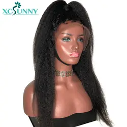 Xcsunny бразильский странный прямые Синтетические волосы на кружеве парики натуральные волосы для Для женщин 180% Плотность 13X6 натуральный
