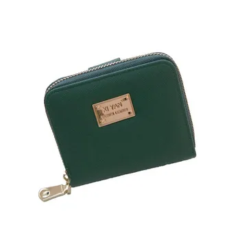 

Wallet Women lady Short Women Wallets Alphabetic hardware Decorated Mini Money Purses Small Fold PU Female CoinPurse Card Holder