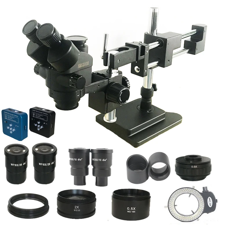 3.5X-90X 3.5X-180X Double Boom Simul Focal trinocular stereo Optical Microscope 34MP HDMI led light PCB Jewlery camera repair |