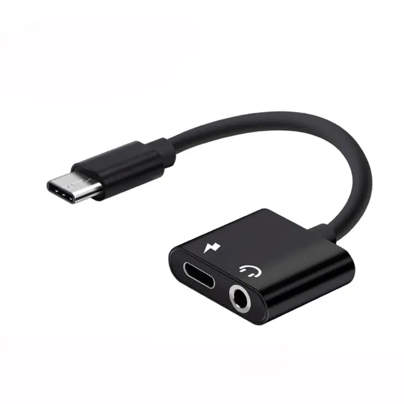 Черный Type-C адаптер Aux адаптер для наушников Usb c до 3,5 мм адаптер для наушников - Цвет: Черный