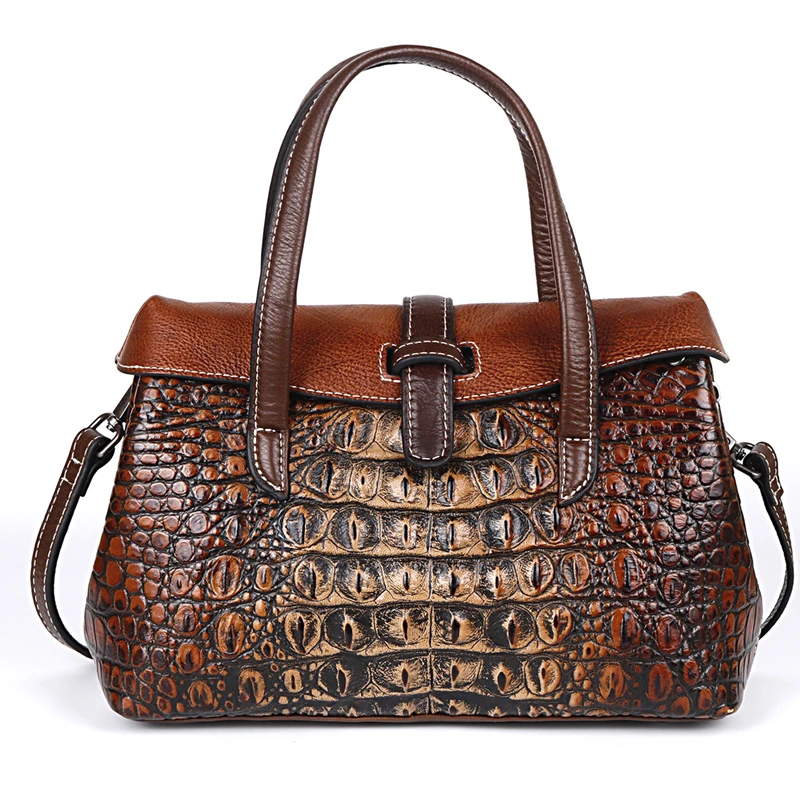 Высококачественная сумка под крокодиловую кожу из натуральной кожи, женские сумки через плечо, роскошная женская Винтажная сумочка