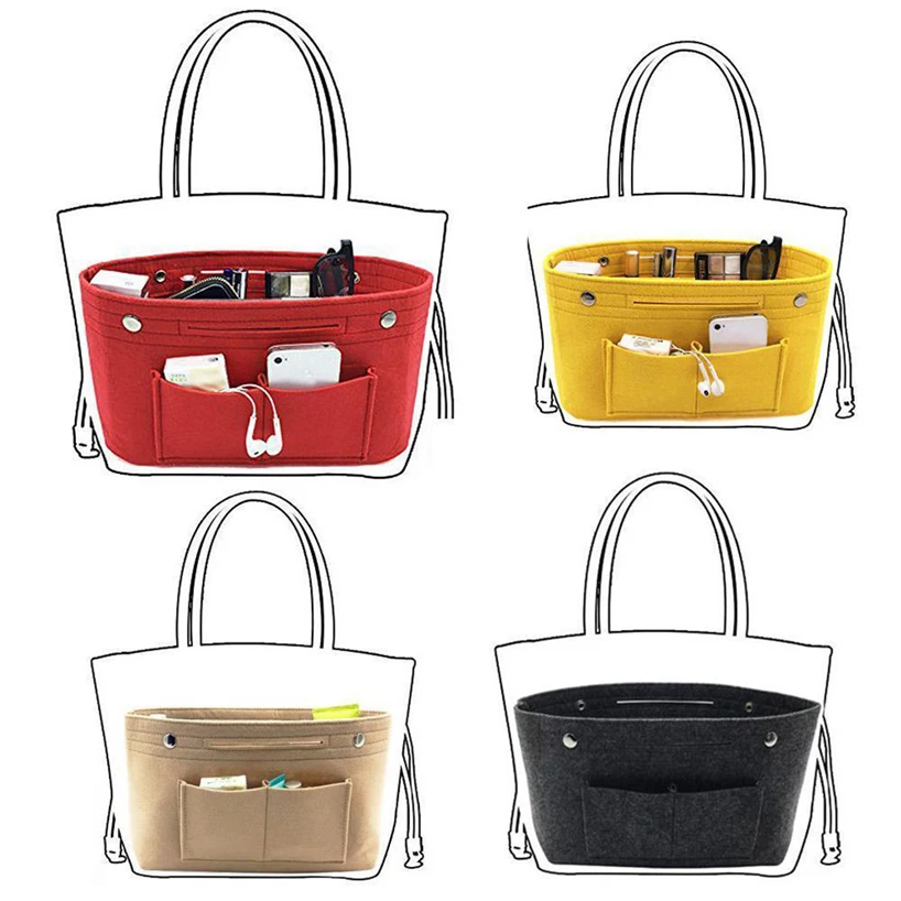 Ladies Fashion Handbag Storage Bag Wallet Insert  Felt Multi Pocket Handbag Utility Bag Durable practical  convenient household