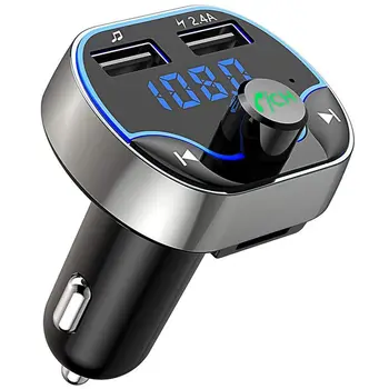 

Bluetooth FM Transmitter Charger, Wireless Radio Transmitter Car Kit Adapter with Hands Free Calling, Dual USB Ports (5V/2.4A &
