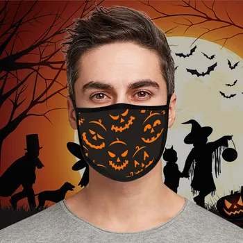 

Pumpkin Print Masks 1PC Unisex Protect Protective Halloween Face Mask Breathable Dustproof Filter Mask masque chirurgical noir