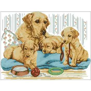 

Labrador family patterns Counted Cross Stitch 11CT 14CT 18CT DIY Chinese Cross Stitch Kits Embroidery Needlework Sets home decor