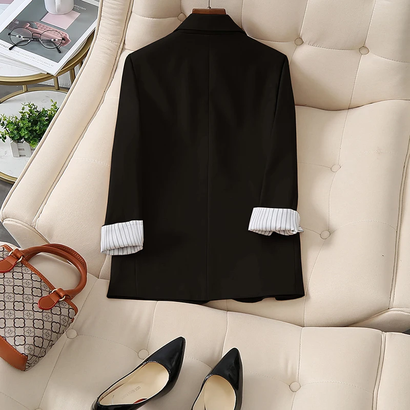 Blazers Coat Women Minimalist Solid Outwear Loose Elegant Retro Office Fashion High Street Feminine All-match Spring Comfortable