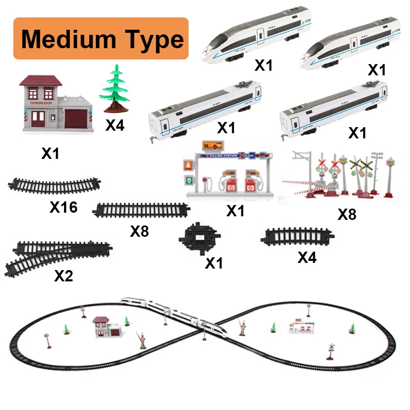 Железнодорожный электрический игрушечный поезд рельсы дистанционного управления железная дорога с поездом и рельсами Электрические игрушечные поезда модели Rc Поезда набор детей - Цвет: H0012 medium1