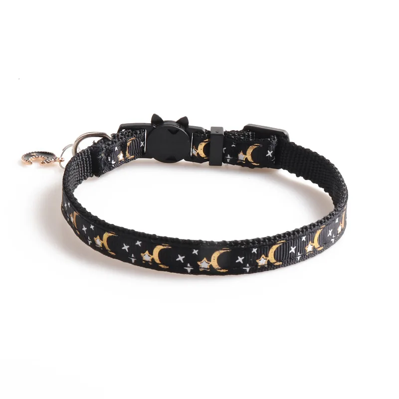 

Cute Cat Collar for Cats Stars and Moon Printed with Pendant Adjustable Cat Necklace for Puppy Small Dogs Cat Accessories