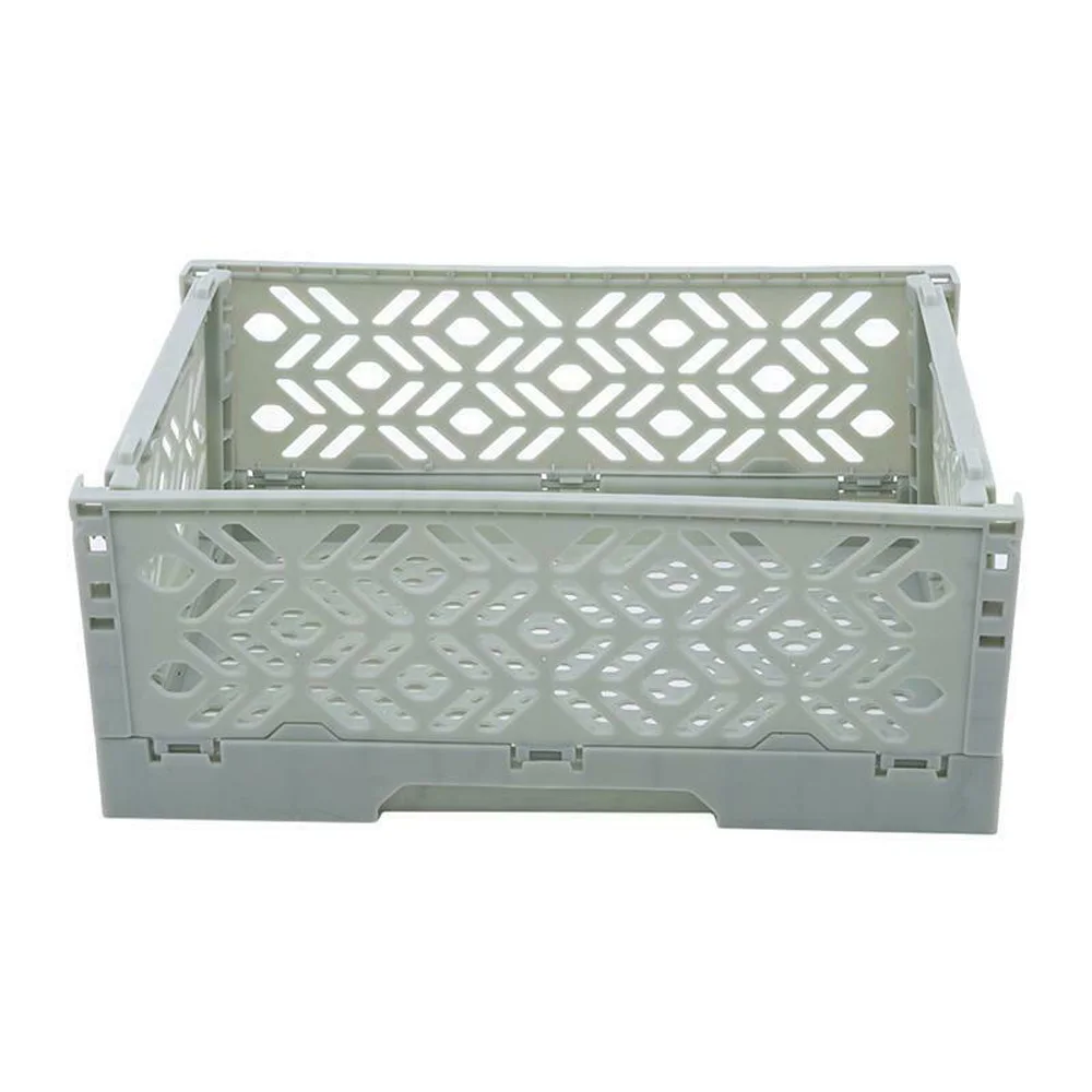 

high quality Plastic Folding Storage Container Basket Crate Box Stack Foldable Desktop Storage Box For Study, Table 2019 new