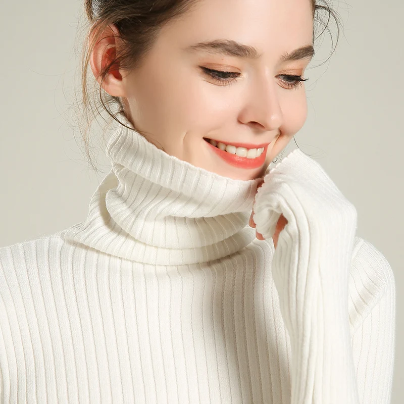 Woman Turtleneck Winter 100/% Cashmere Sweater Knitted Pullover High Quality Warm