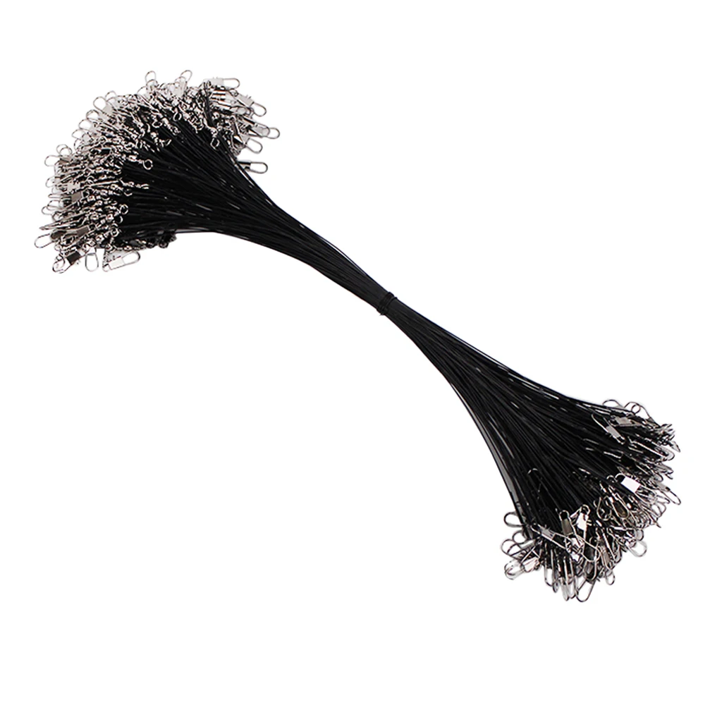 100 Pieces Anti Bite Steel Wire Fshing Lines Leaders with Swivels