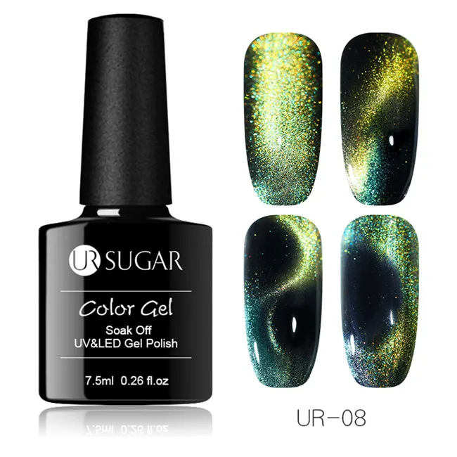 UR SUGAR 9D Chameleon Cat Eye Nail Gel Galaxy Magnetic Soak Off UV/LED Nail Varnish Semi Permanent Manicure Gel Lacquer 7.5ml - Цвет: glassbottle 9D8