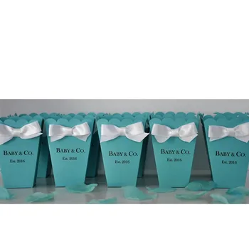 

Personalized Baby & Co Favor Box Robin Egg Color for Baby Showers, Bridal Showers, Sweet 16, Birthdays, Popcorn or Candy Set of