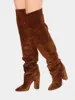 Ботфорты женские на меху, теплые зимние сапоги на высоком каблуке, модная Длинная женская обувь, новый дизайн ► Фото 3/6