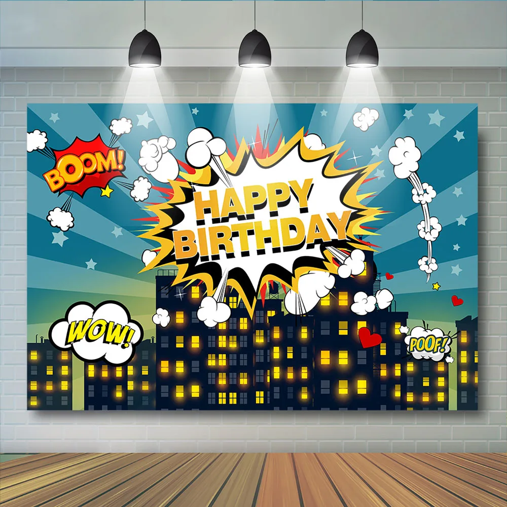 

Superhero City Building Super Hero Baby Shower Birthday Party Backdrop Photography Background For Photo Studio Photophone