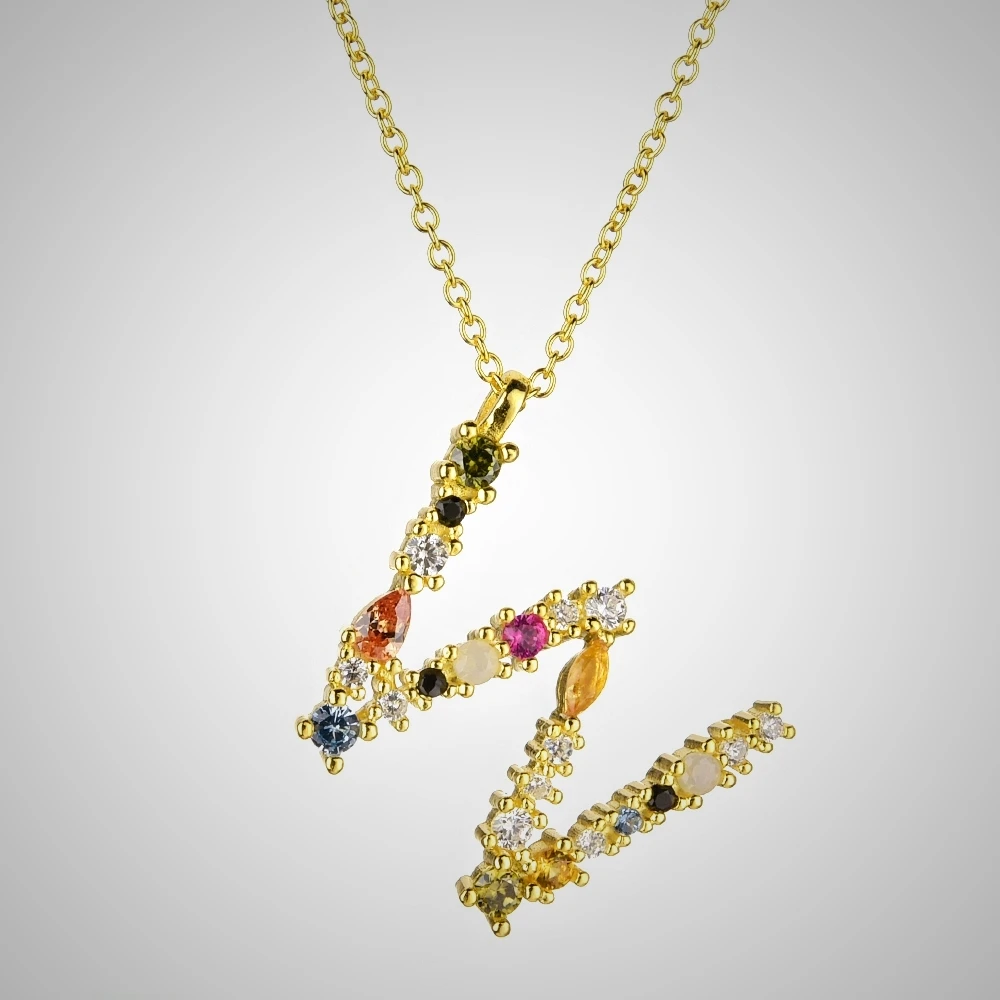 Gold W Altruist, 925 пробы, серебро, золото, Leter M, подвеска, начальный F алфавит, ожерелье, опалы, мода, Женские аксессуары, ювелирные изделия - Окраска металла: Gold W