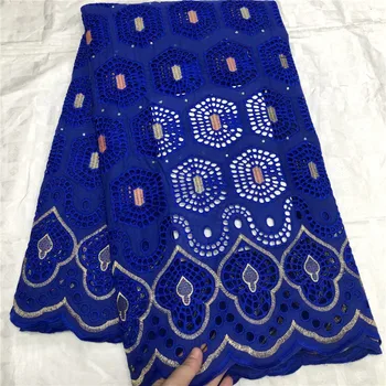 

Luxury royal blue Swiss voile material for wedding/party African cotton lace fabric OCH56(5yards/pc) free shipping