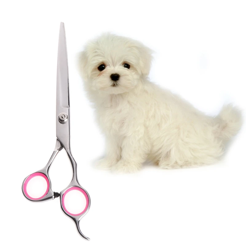 

7"Stainless Steel Pet Dog Cat Cutting Grooming Hair Thinning Scissors Gromming Curved Blade Shears Puppies Grooming Scissors