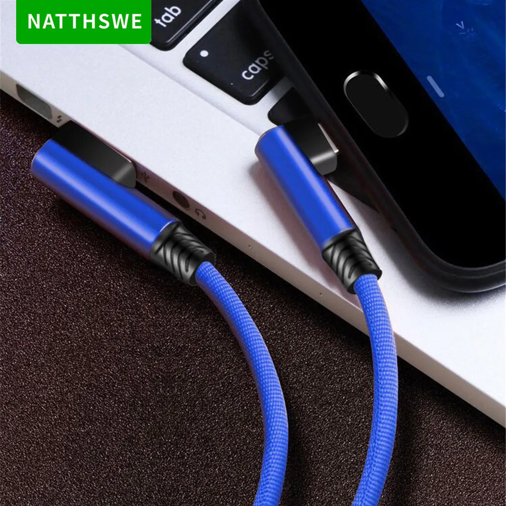 NATTHSWE двойной локоть 90 градусов быстрая зарядка USB линия передачи данных нейлоновая оплетка для iPhone X 8 8plus 7 7plus 6s plus 5S iPad