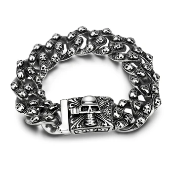 

Punk Styles Chunky 20mm Skeleton Skull Chain Bracelets For Women Hip Hop Jewelry Fashion Stainless Steel Men Wirstband Pulceras