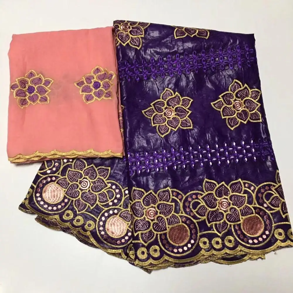 Фиолетовый Базен riche getzner Высокое качество Африканский Базен riche ткань последняя нигерийская кружевная ткань с бисером 5+ 2 ярдов/партия