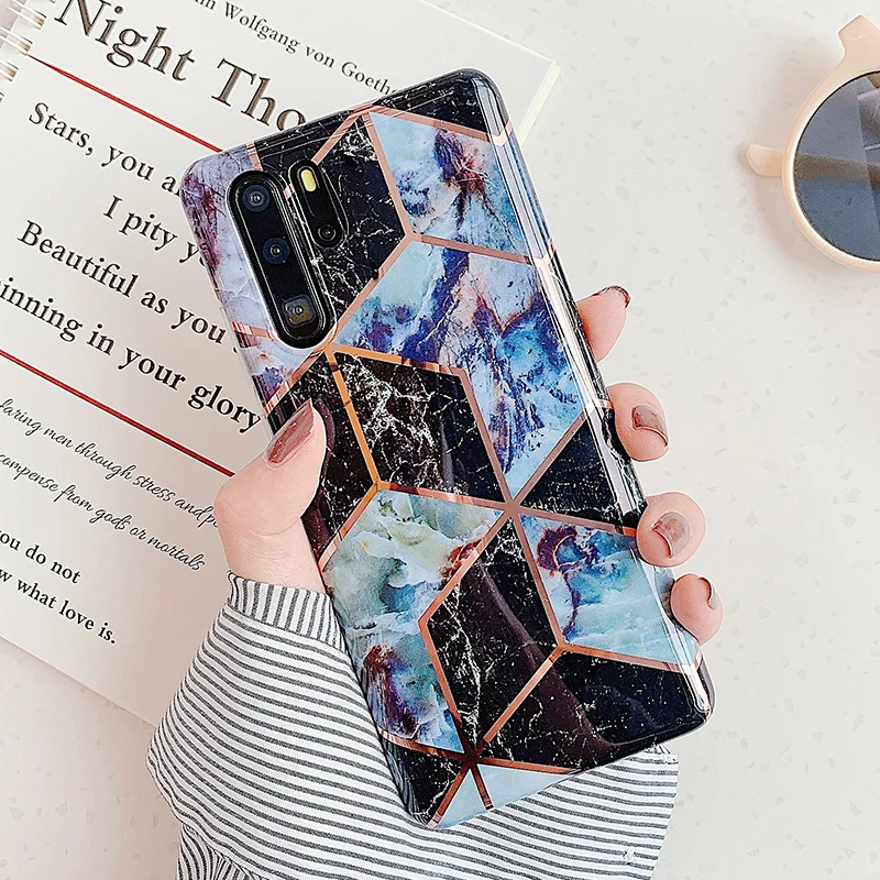ETUI huawei P30 Lite чехол геометрический мраморный чехол для телефона na для huawei P20 Lite P 20 P30 Pro p 30 lite Fundas Мягкий силиконовый чехол