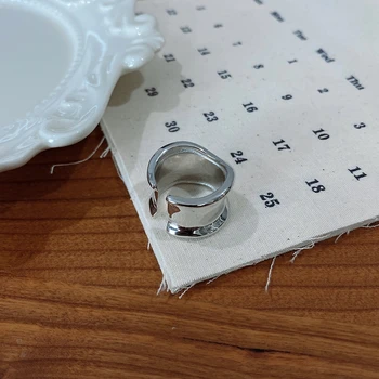 

Irregular Big Ring Real 925 Sterling Silver Women Ring Adjustable Thick Geometric Wide Ring Korean Women Fashion Silver Jewelry