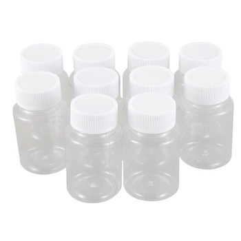 

HOT-10Pcs 80ml Clear Plastic Cylindrical Chemical Container Reagent Bottle