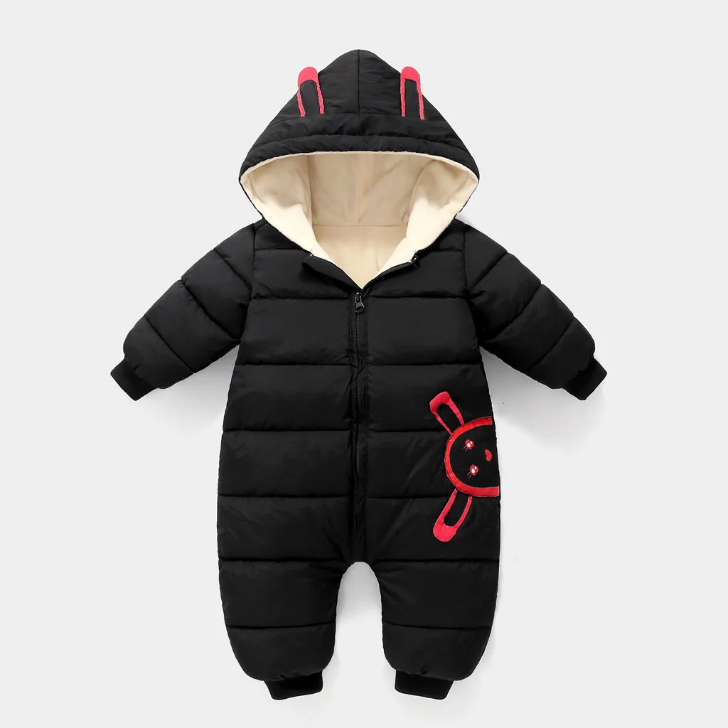 Newborn Infant Baby Boys Girls Winter Warm Thick Romper Jumpsuit Hooded Outfits