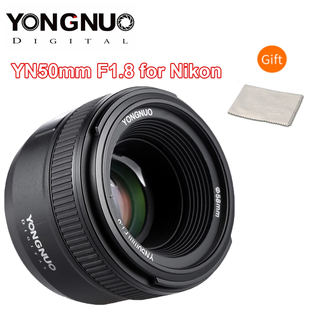 Объектив YONGNUO 50 мм F1.8 для камеры Nikon D800 D300 D700 D3200 D3300 D5100 D5200 D5300 D7000 объектив с большой