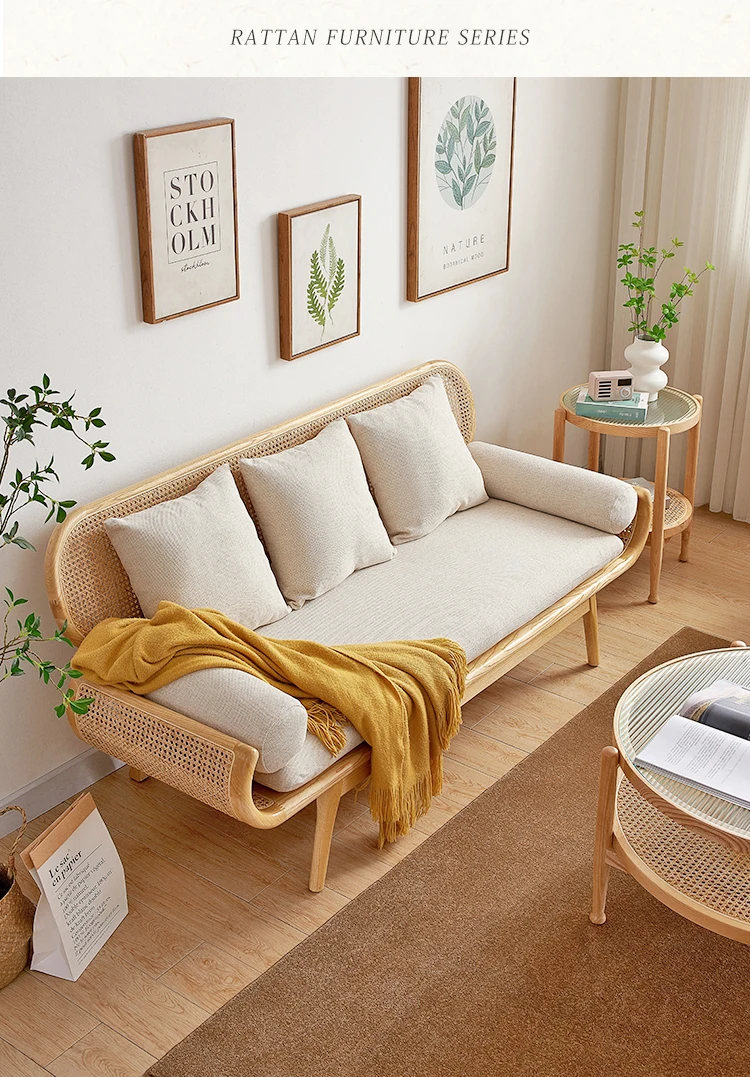 Description Picture 2 of itemNordic Household Leisure Rattan Sofa And Coffee Table 3 Seats Simple Modern Courtyard Balcony Terrace Patio Garden Outdoor Couch