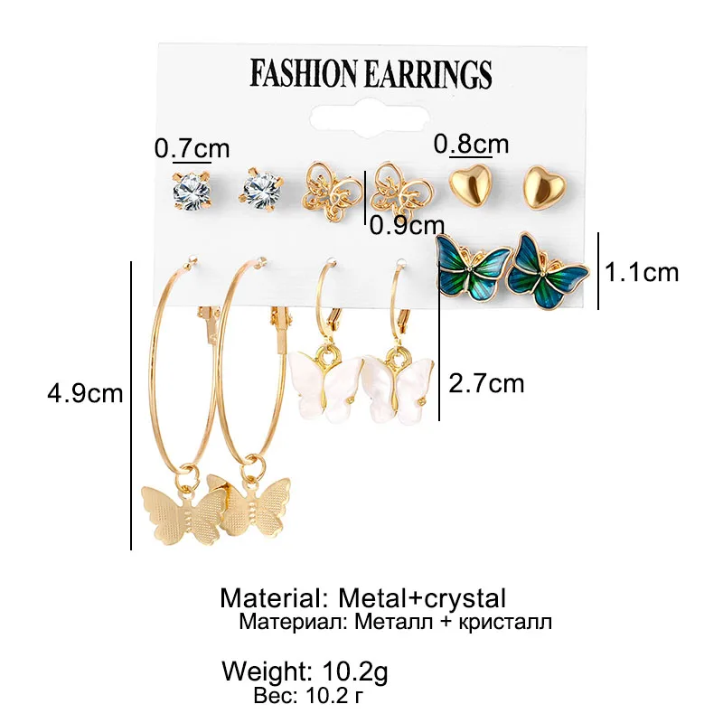 FNIO Women's Earrings Set Pearl Earrings For Women Bohemian Fashion Jewelry 2020 Geometric Crystal Heart Stud Earrings