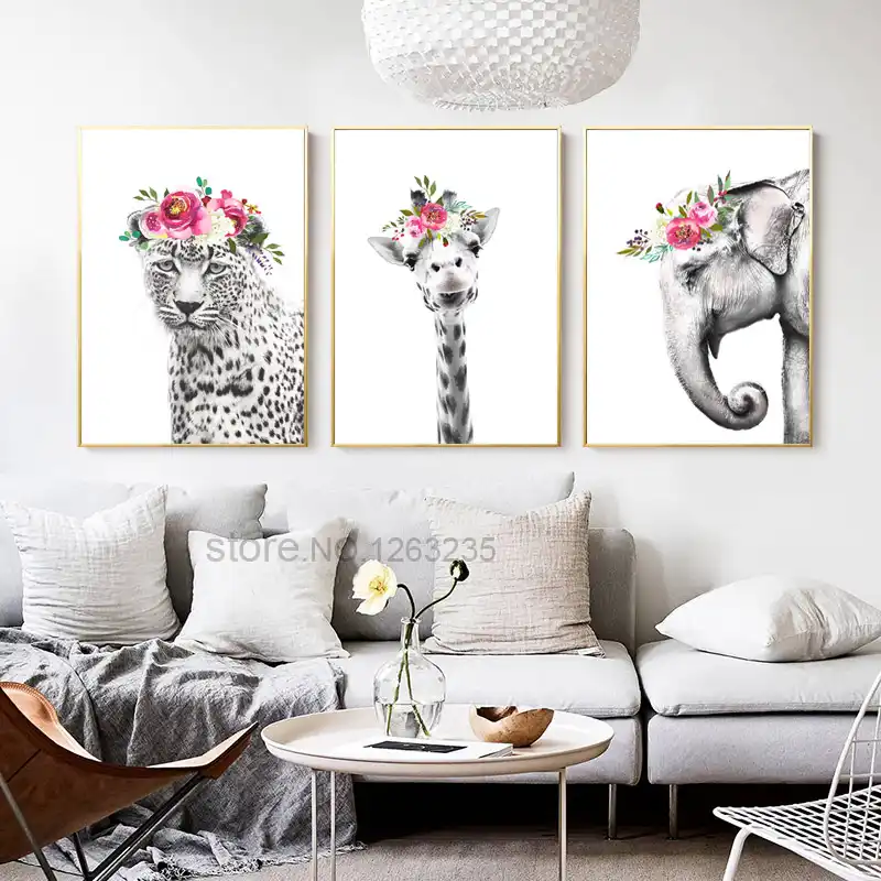 giraffe and elephant wall art