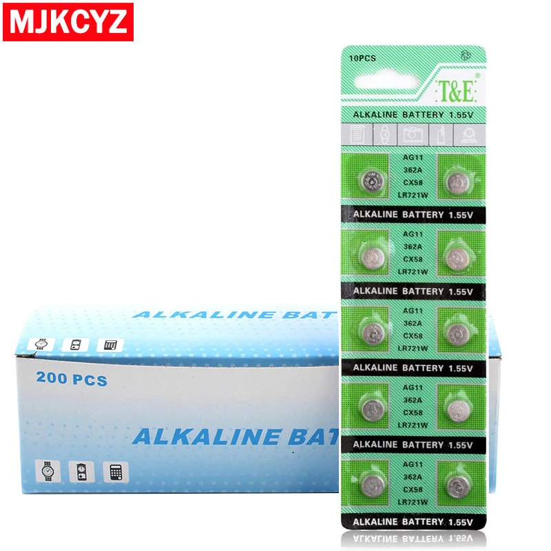Новый 100 шт. = 10 карты AG11 аккумуляторы таблеточного типа LR721 G11 LR58 162 GP62A 362 SR721W 1 5 В