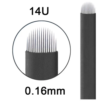 

100pcs Extremely Thin 0.16mm Makeup Eyebrow Tattoo Needle For 3D Embroidery Manual Tattoo Pen 12 14 16 18U micro Permanent