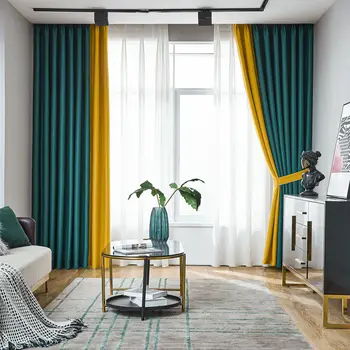 

Double-sided cotton and linen full blackout curtain cloth bedroom living room hotel project curtain wholesale customization