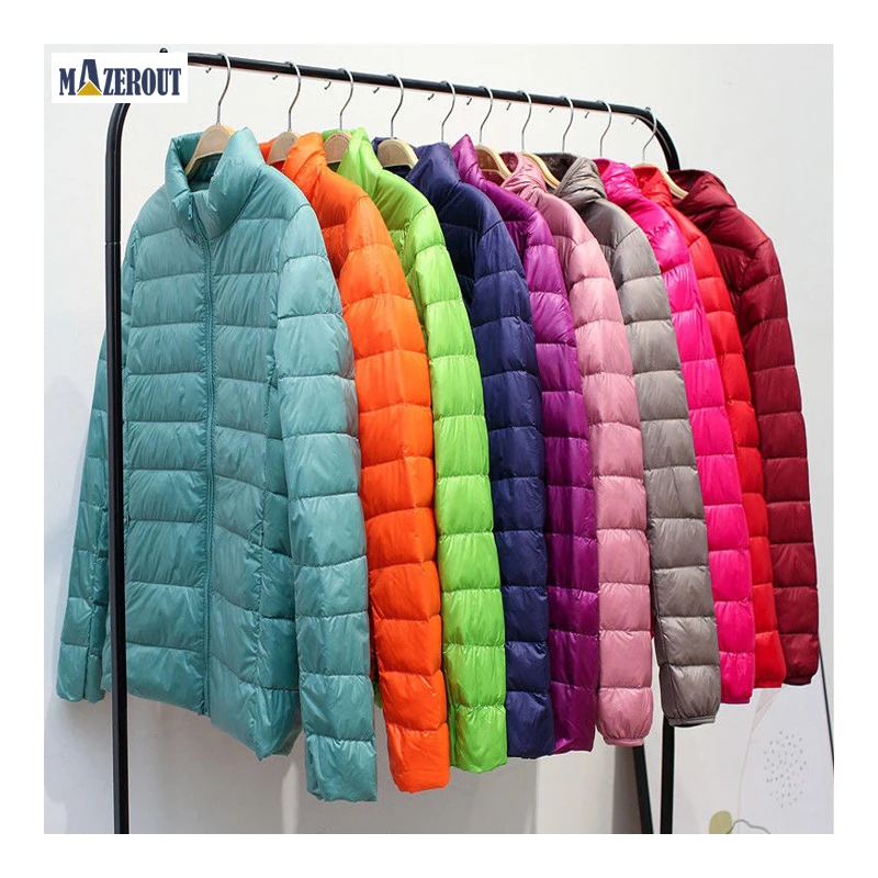 

MAZEROUT New Brand 90% White Women Autumn Winter Warm Coat Lady Ultralight Duck Down Jackets Female Windproof Parka