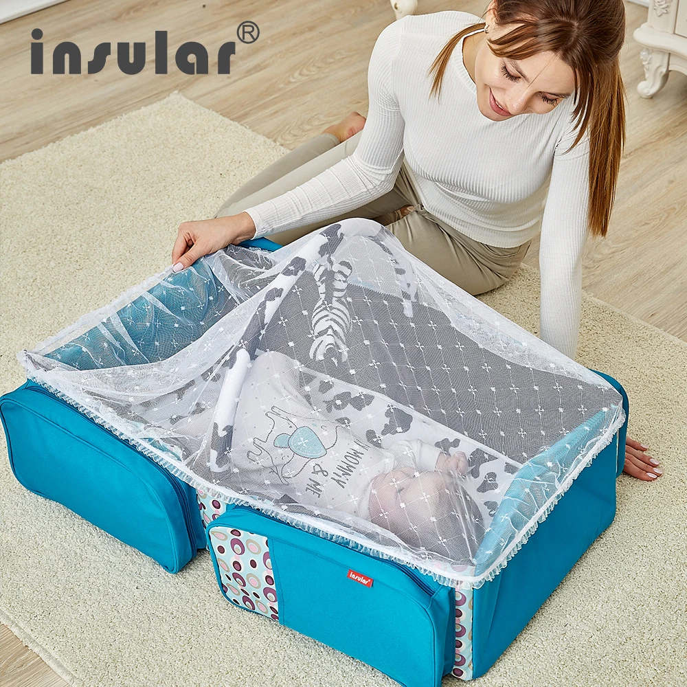 Insular Baby Bed Travel Sun Protection Mosquito Net Foldable Breathable Infant Sleeping Basket Nappy Stroller Diaper Bags | Мать и