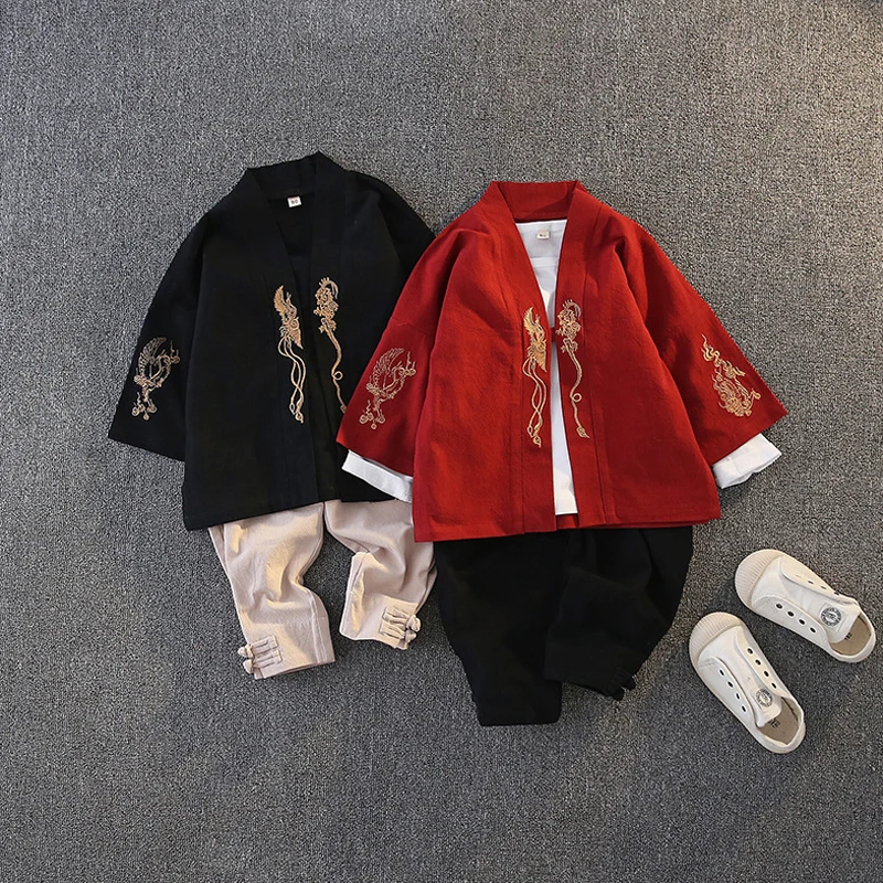 

2Colors Chinese Traditional Hanfu Robe For Kids Boys Vintage Tang Suit New Year Birthday Outfit Confucius Institute Uniform