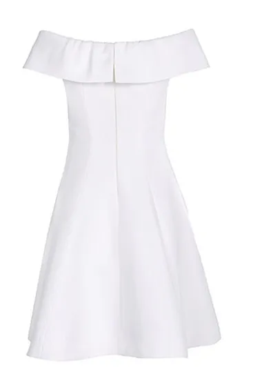 

2019 Summer New Style Europe And America WOMEN'S White off-Shoulder Horizontal Neck Formal One-piece Dress off-Shoulder Skirt Fo