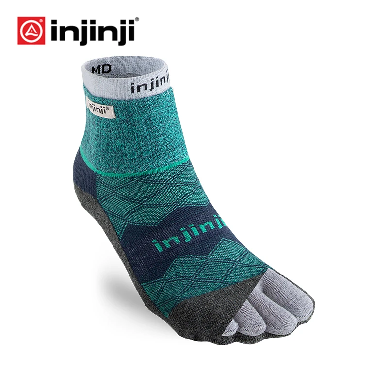 

Injinji Men's Liner+Hiker MidWeight Mini-Crew Socks Running Blister prevention Sports COOLMAX Pilates Five Fingers Heated Socks