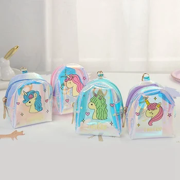 

1 PC Mini Cartoon Unicorn Coin Purse Girls Lovely Cartoon PVC Laser Coin Purse Women Little Gift Christmas Dropship New Arrival