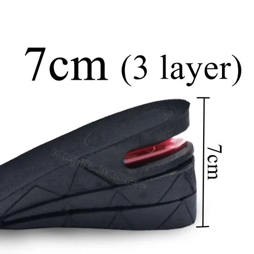 7cm 3 layer Стельки с высоким подъемом 3 Слои 3/5/7 см с воздушной подушкой; невидимый Лифт регулируемый носки для обуви подпяточники вставкой выше подошвы подушечки - Цвет: 7cm 3 layer