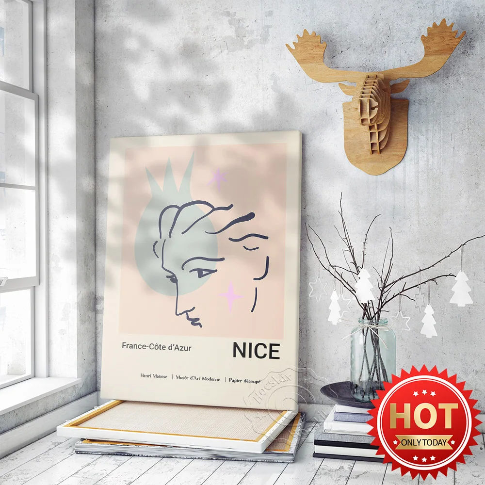 

Henri Matisse Art Poster, Matisse Line Figure Face Print Art, Exhibition Print, France Côte d'Azur Wall Art, Museum Canvas Print
