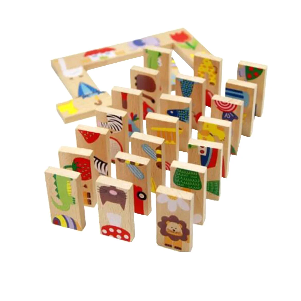 

28pcs/set Animal Colored Dominoes Wooden Puzzle Cartoon Montessori Educational Baby Toys Cute Birthday Gifts Funny Kids Games