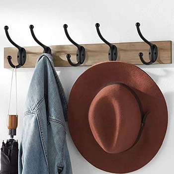

15 Pack Coat Hooks Wall Mounted, Dual Prong Wall Hook with 60 Screws, Towel Hook Robe Hook, Heavy Duty Double Hooks