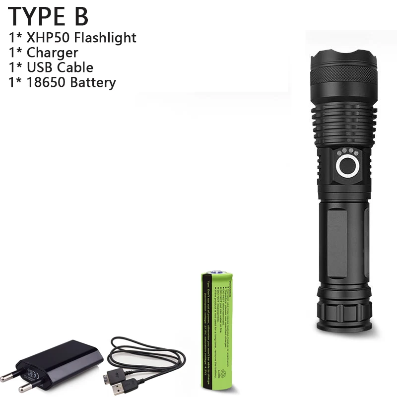 xhp50.2 b Xhp90 xhp70 xhp50 светодиодный фонарик Высокой Мощности Перезаряжаемый usb фонарь Мощный тактический фонарь 18650 26650 Аккумулятор для охоты и кемпинга - Испускаемый цвет: xhp50.2 b