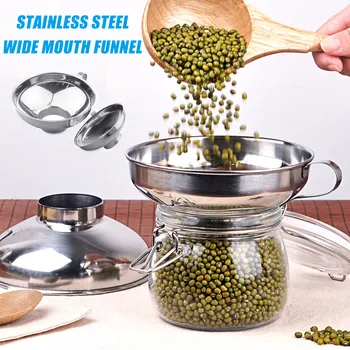 

Stainless Steel Wide Mouth Funnel For Beans Jam Food Powder Kitchen Gadgets-30