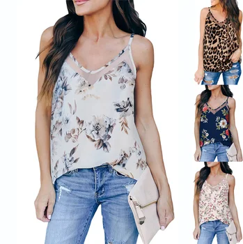 

Fashion Summer 2020 Women Camisole Sleeveless Casual Boho Print Tops Women Clothes Bottoming Vest Shirt Sexy Ladies White Tops