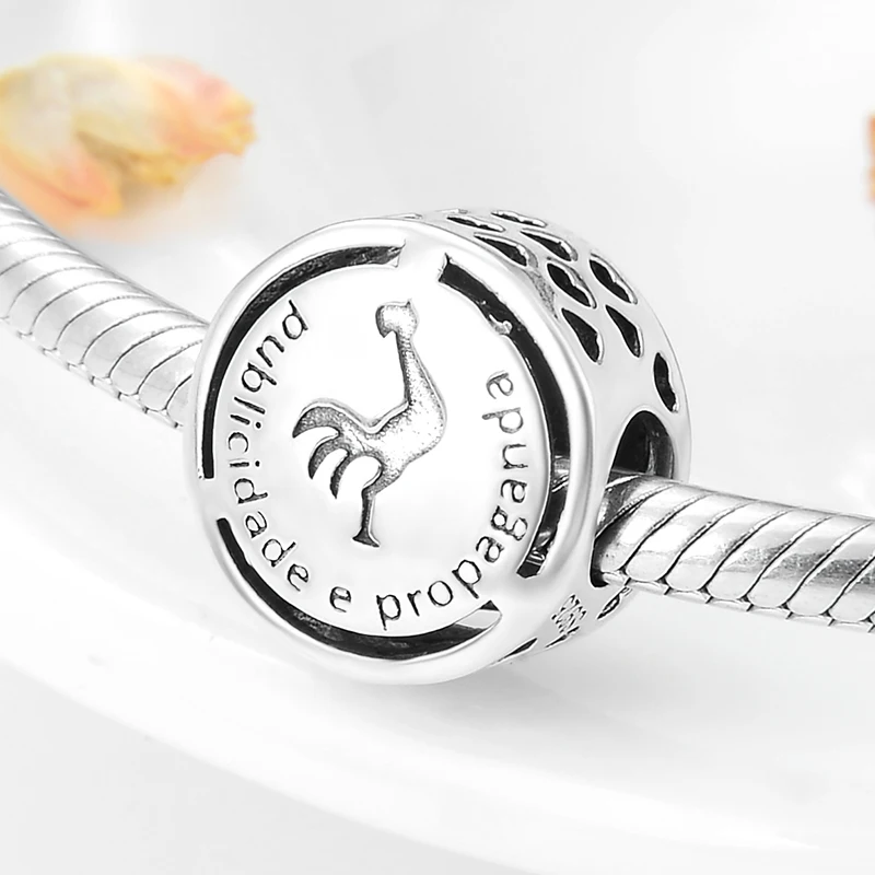 New 925 Sterling Silver Symbol Doze Portuguese language career Beads Fit Original Pandora Charm Bracelet necklace Jewelry - Цвет: publidade e propagan